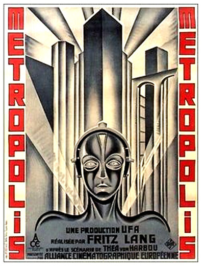 Metropolis inspired vintage TV lino print